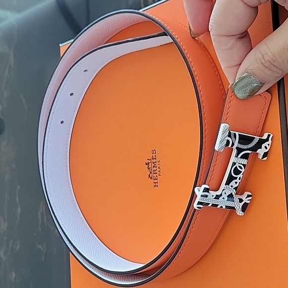 Hermes H reversible leather belt - Picture 1 of 6